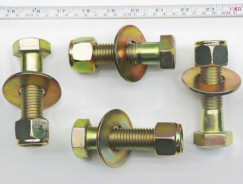 Image of 7 /8 inch x 3 inch Hex Head Bolt by Color Galvanization with Nylon Lock nut and Large Size Washer Assortment Kit,Alloy Steel,Grade 8.(4pcs Pack),by Metalsuberg