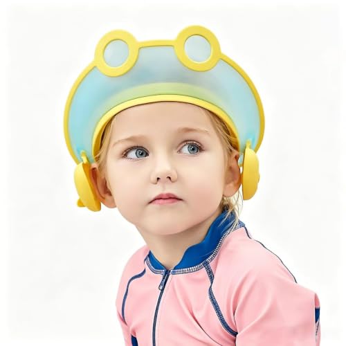 Image of Baby Shower Cap Washing Hair Visor Shield Kids Bath Shampoo hat Toddler Prevents Water from Pooling in Face (Blue pilot)