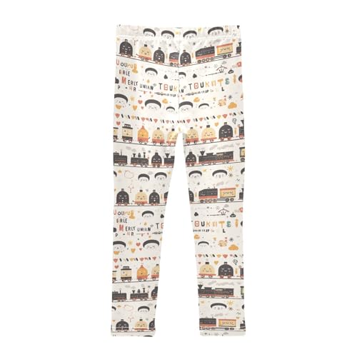 KLL Funny Steam Train Little Girls Leggings Casual High Waisted Athleisure Pants Exercise2