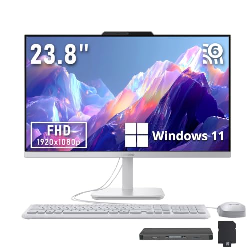 Image of Lenovo A100 23.8 FHD Anti-Glare All-in-One Desktop, Intel N100, 16GB DDR5, 2TB Storage(1TB SSD+1TB Docking Station), Intel UHD Graphics, Webcam, Long-Lasting Battery, Keyboard & Mouse, Win 11, Gray
