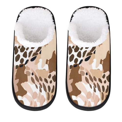 Hsnar Leopard Abstract Prints Non Slip House Slippers for Women Indoor Slippers for Men Soft House Shoes Spa Slippers, M
