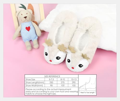 Image of DICUIRD Women's Animal Gripper Slipper Socks, Soft Sole Fuzzy Indoor House Socks