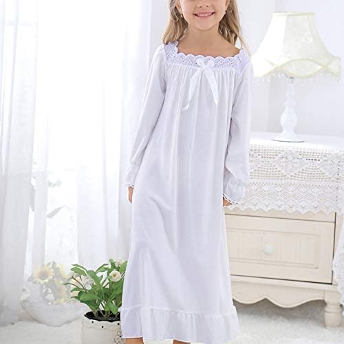 Girls Pure White Nightgown Sleepwear Long Sleeve Princess Dress 4 41l4j02XLKL. AC