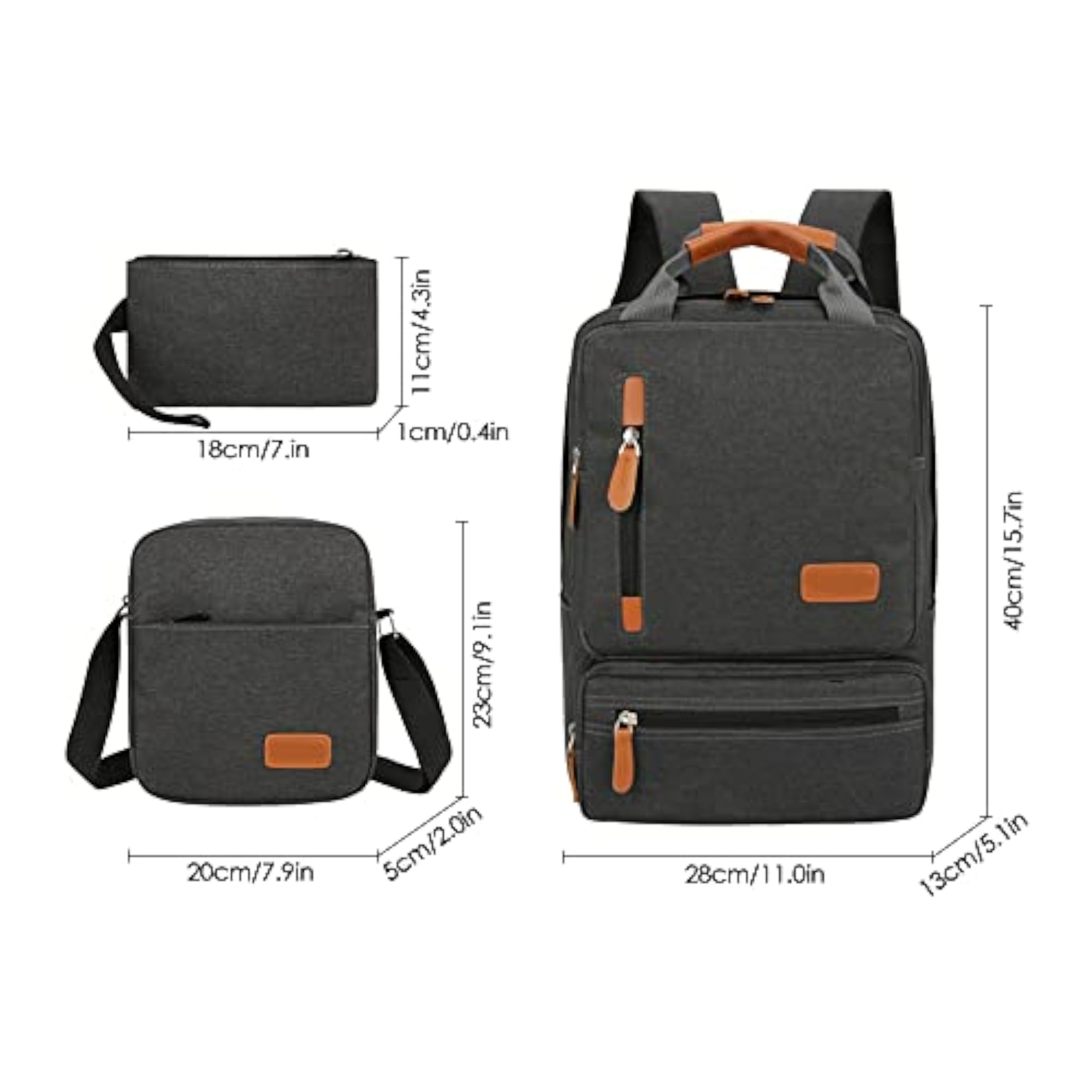 3pcs Backpack Set, Laptop Backpack & Shoulder Bag