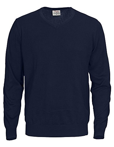 Pull col en V bleu marine grande taille 3XL tricot pour homme Forehand