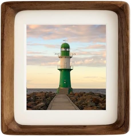 Natural 6x6 Picture Frame Wood with Mat for Pictures 4x4 or 6x6,S...