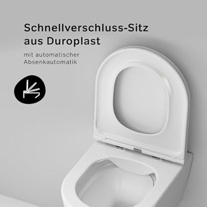 AM.PM Func - Spülrandlos Hänge WC, Tiefspül Toilette FlashClean, Wand WC mit Toilettendeckel mit Absenkautomatik, Hänge Toilette aus Keramik, Weiß, 49 cm lang – Bild 6