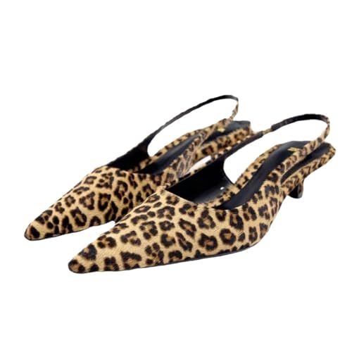 Leopard Print Kitten Heel Mary Jane Shoes - Women's Casual Summer Shoes - Y2k Style