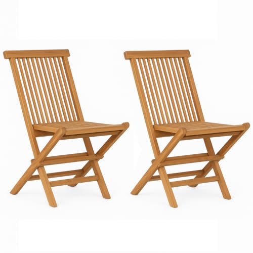 Meubletmoi Lot de 2 chaises de Jardin Pliantes en Bois de Teck Massif huilé pour Table de Repas -...