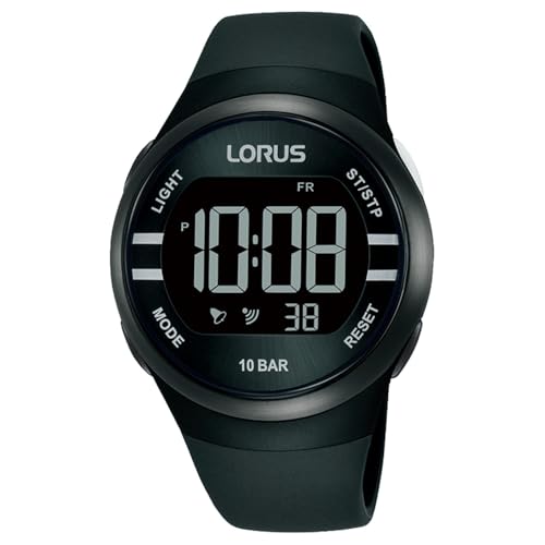 Lorus Reloj Digital de Cuarzo con Correa de Silicona, Negro, Fashion