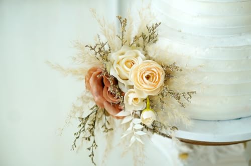Set de 3 adornos florales para pastel de boda miniatura 6
