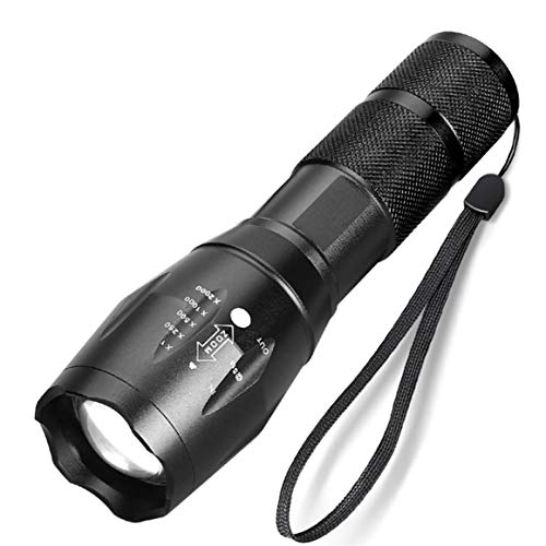 Funnyrunstore 10000 Lumen Linterna LED T6 / L2 Linterna ultra brillante 5 modos Linternas tácticas con zoom Luz de flash al aire libre negro