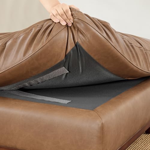 Image of CHITA 118 inch Super Large Sectional Modular Sofa, 3 Seat, Faux Leather, Camel