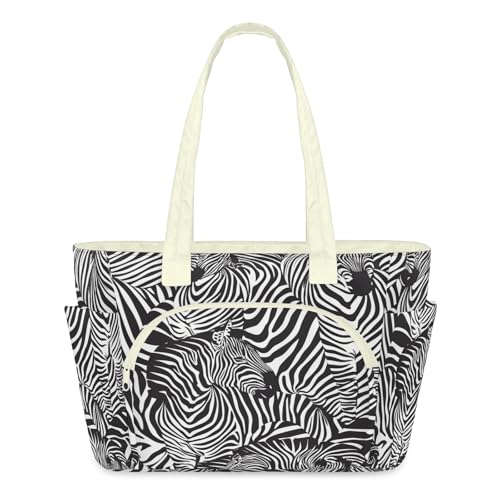 Sac de voyage zébré pour femme, grand cabas matelassé travail et sport