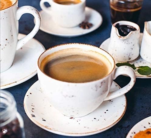 Turgla Home Grano Bistro - Juego de tazas de café y platillo redondo, 6.00 x 6.00 x 6.00 pulgadas, juego de tazas y platillos para café, bebidas, disponible en Yaxa Guatemala