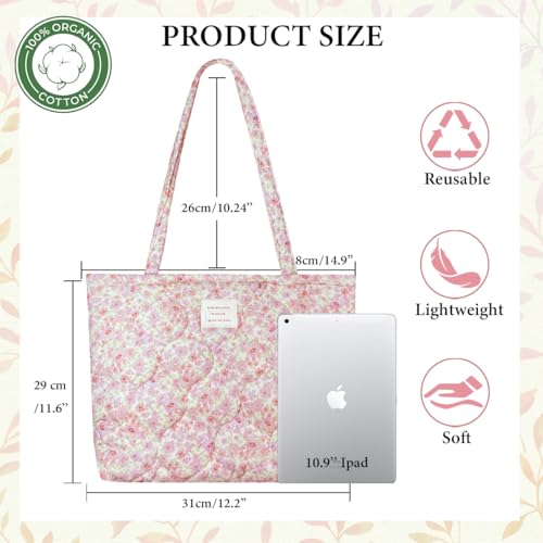 Image of Sunwel Fashion Top Zipper Floral Quilted Bag Small Tote Bag for Women