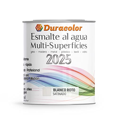 B BRIDECO Esmalte al Agua Multi Superficie - Color Satinado Blanco Roto - 750 ml - Acabado Brillante - Sin Olor - Resistente a Golpes, Roces y Manchas - Antioxidante - Rápido Secado - Duracolor