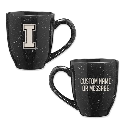 Image of Rico Industries NCAA Idaho Vandals Black Personalized 16 oz Team Color Laser Engraved Speckled Ceramic Coffee Mug