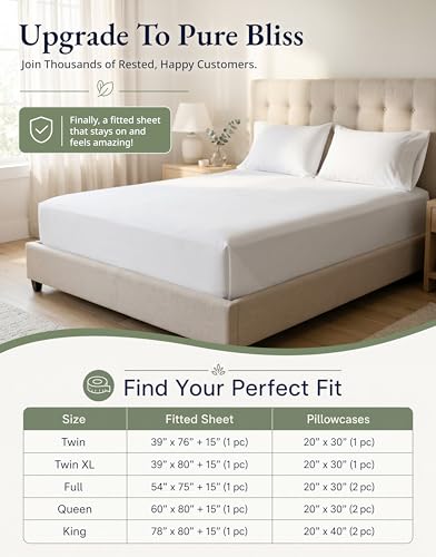 LANE LINEN Twin Fitted Sheets, 100% Organic Cotton 2-Piece Set (1 Fitted Sheet, 1 Pillowcase), Percale Weave, Bottom Sheet, Soft, Breathable, Fits Mattress Upto 15' Deep - White (No Flat Sheet) - image 9