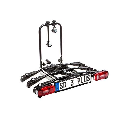 Bullwing SR3+ Fahrradträger für 3 Fahrräder auf die Auto Anhängerkupplung abklappbar (Spezialverschluss, Diebstahlschutz, 3X Rahmenhalter, Wandhalter, Spanngurt inklusive)