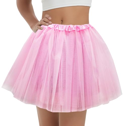 Women's 5-Layer Tulle Tutu Skirt, Adult Dance Ballet Tulle Dress,Teens Halloween Cosplay Running Tutu