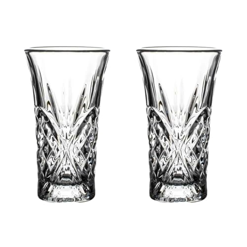 ZKALQECNF Leche Juego de 2 vasos chupito delgados tallados, transparentes, sin plomo, con base pesada, ideales for cócteles, tequila, licores, whisky, vodka y otras bebidas espirituosas Bebidas