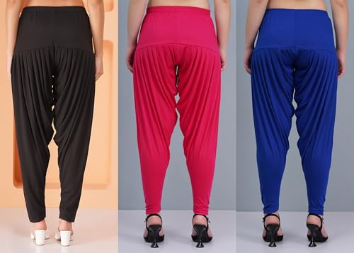 Image of Buy That Trendz Combo Offer (Pack of 3) Cotton Viscose Lycra Dhoti Patiyala Salwar Harem Bottoms Pants for Womens (White, Maroon, Black)