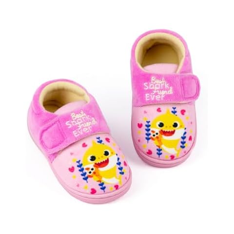 Baby Shark Girls Pink Slippers with Strap Cover