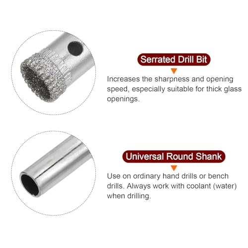 Brocas diamantadas serradas 12 mm para vidrio y cerámica, 2 unidades miniatura 4