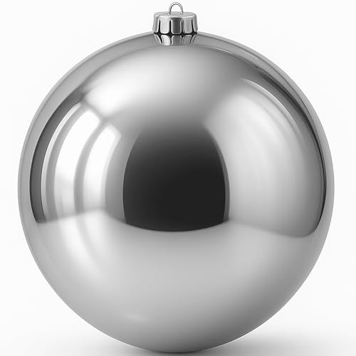 XL Weihnachtskugeln Ø 20cm - Christbaumkugeln - bruchsicher und stoßfester - Christbaumschmuck -1 Stück - Baumschmuck Weihnachten Deko - Silber - glänzend
