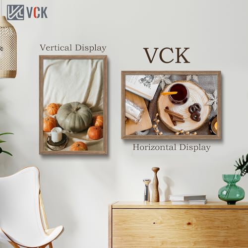 Image of VCK 20x30 Poster Frame Solid Wood Walnut 3 Pack Picture Frames 20 x 30 Inches with Wall Mounting Hanging