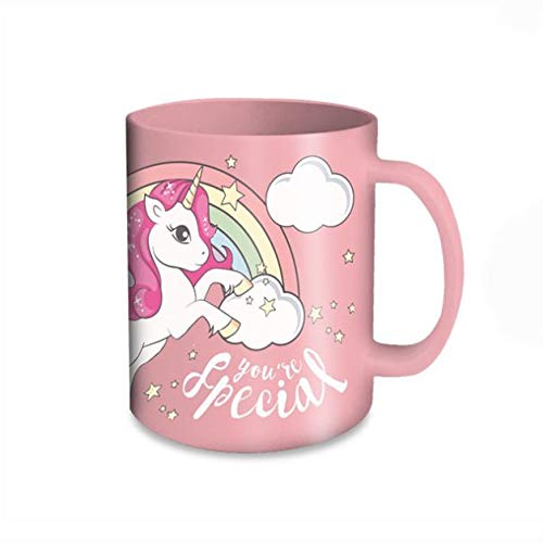 NADA HOME Taza Unicornio Vidrio para Bebidas a Microonda Desayuno Niños 350 ML 1322