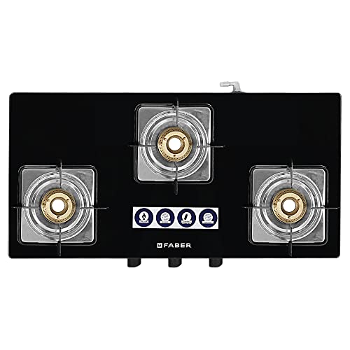 Faber Gas Stove 3 Burner Glass Cooktop (Cooktop Supreme Plus C 3BB) Manual Ignition, Black - Image 3