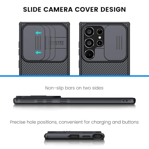 Image of Nilkin Classic Series Compatible for Samsung S24 Ultra Case with Camera Cover, [Camera Lens Protector] [Scratch-Resistant] [360 Full Protection] Shockproof Slim Phone Case (Black, S24-ultra)