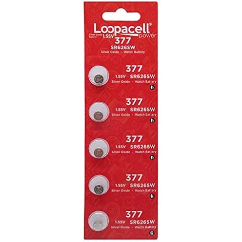 LOOPACELL 377/376 / SR626W / SR626SW / Silver Oxide Watch Batteries (Pack of 5) - 1.55V Long Lasting Coin Cell Battery for Watches, Toys, Decorations, Wristwatches, Remote Control, Mini Radio Cover