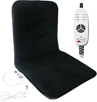 Delindo Lifestyle Beheizbare Bürostuhl Sitzauflage, 43x94 cm, Stuhlkissen für Gesäß und Rücken mit 3 Temperaturstufen, 2 Heizzonen, Schwarz