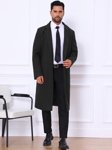 Image of Lars Amadeus Winter Trench Coat for Men's Single Breasted Notch Lapel with Pockets Formal Overcoat