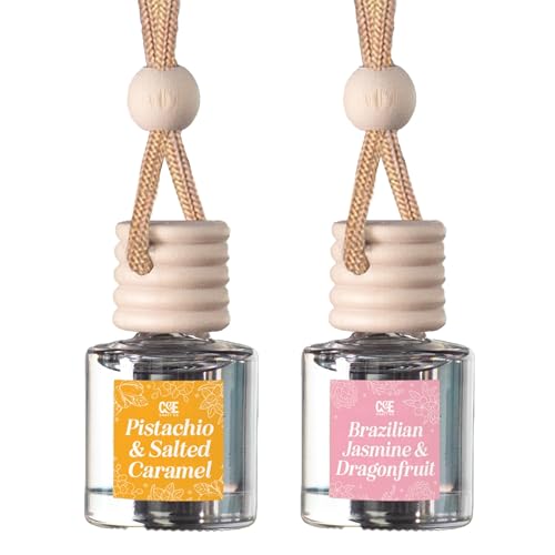 CE Craft Car Air Fresheners - Hanging Car Air Freshener Diffuser - Reusable Bottle with Long Lasting Car Oil Scent - 2 pack, Pistachio + Brazilian Jasmine