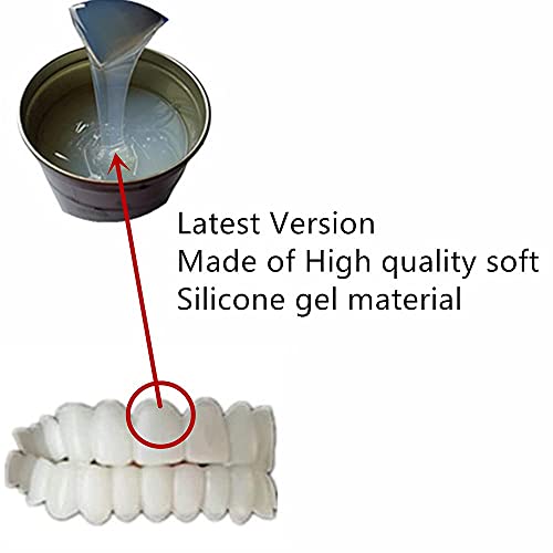 Image of Silicone Gel Snap on Perfect Smile Upper Lower Teeth Tooth Braces White Products with Storage Box, with Mirror (Black Box)