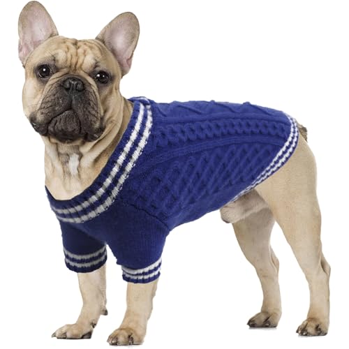 Pull chic col en V pour chien teckel bleu taille L - 2