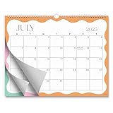 S&O Modern Wavy Wall Calendar from July 2025-Dec 2026 - Tear-Off Monthly Calendar - 18 Month Academic Wall Planner - Hanging Organizer to Track Anniversaries & Appointments - 13.5'x10.5”in