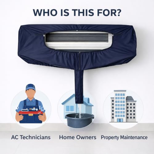 Image of Polyester Waterproof Split AC Indoor Unit Wash Cleaning Bag Cover | Reusable AC Service Cover for Coil Cleaning, Dust & Splash Protection (Parachute Fabric, 52)