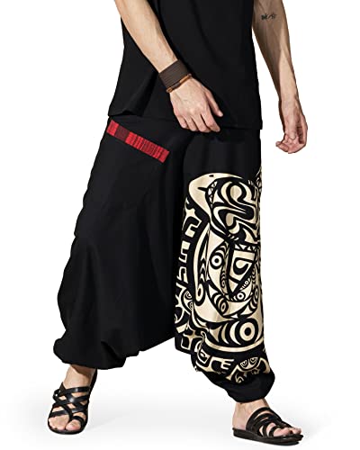 Image of The Veshti Company Printed Harem Pants for Men's Cotton Hippie Style Baggy Boho Yoga Pajama Pant with Pocket