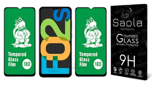Image of Saola 18D Tempered Glass With Inbuilt AirBag Borders For Samsung Galaxy F02s (Pack Of 2) with Free Installation Kit. Full screen Coverage - 6.5 inch