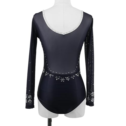 DIJITOO Vestido de patinação artística, fantasia de desempenho de competição roxo gradiente de stras