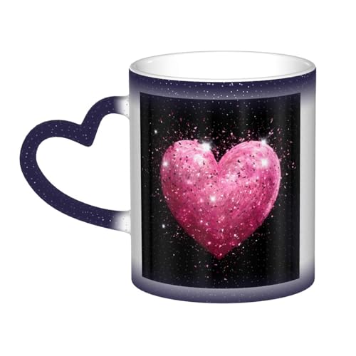 Kingww Taza mágica sensible al calor con purpurina rosa de 325 ml, una experiencia de bebida que cambia de color con la temperatura Kingww Taza mágica sensible al calor con purpurina rosa de 325 ml, una experiencia de bebida que cambia de color con la temperatura