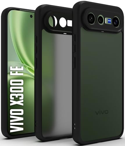 Image of RIGGEAR Shockproof Sleek Hybrid Armor Back Cover Case for Vivo X300 FE 5G (Smoke Black Matte PC + Black TPU Bumper)