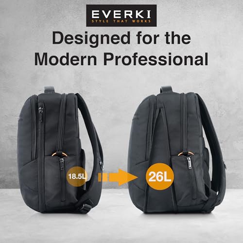 EVERKI Studio Expandable Laptop Backpack for Men & Women – Business and Travel Backpack, Carry-On Backpack for Office & Travel, Professional Backpack, 15-Inch MacBook & Laptop Bag, 26L Capacity, Black by Everki - Image 6