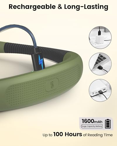 Image of Glocusent Bendable Neck Light, 100 Hours Reading Light for Book Lover Gifts | Hands-Free, Knitting, Crafting, Repairing, 5-Color, Stepless Dimming, Ergonomic, Rechargeable, Eye Care, Sleep Aid, Traveling