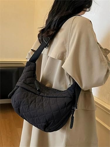 Image of Crescent Shoulder Bag Nylon Crossbody Bag for Women Nylon Hobo Bags Slouchy Sling Purse Dumpling Bags